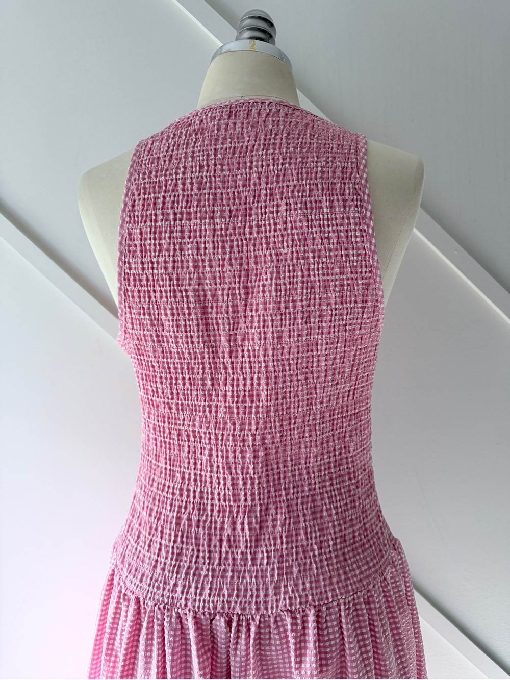 Zara Gingham Smocked Midi Dress Pink White Sz S | Cottagecore Balletcore - Picture 11 of 15
